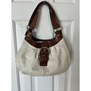 COACH LEATHER SOHO LYNNE WHITE /BARK LEATHER  HOBO HANDBAG